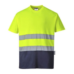 Camiseta bicolor algodón comfort amarillo/marino