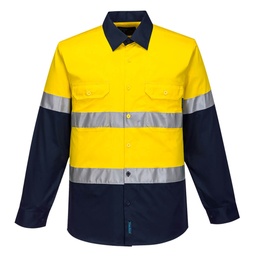 Camisa de algodón mejorada Iona Amarillo/Marino